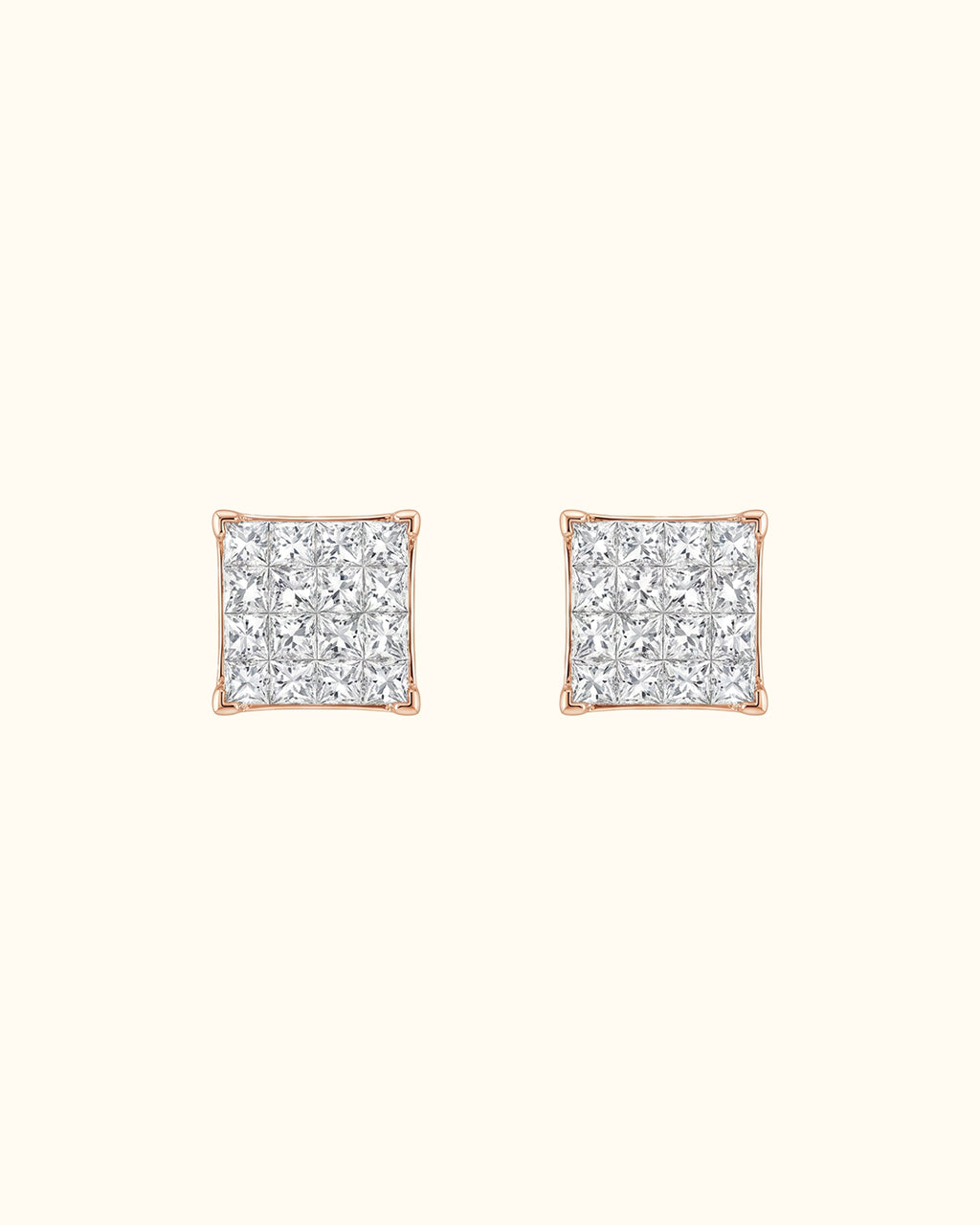 Luminous Square Diamond Stud Earrings