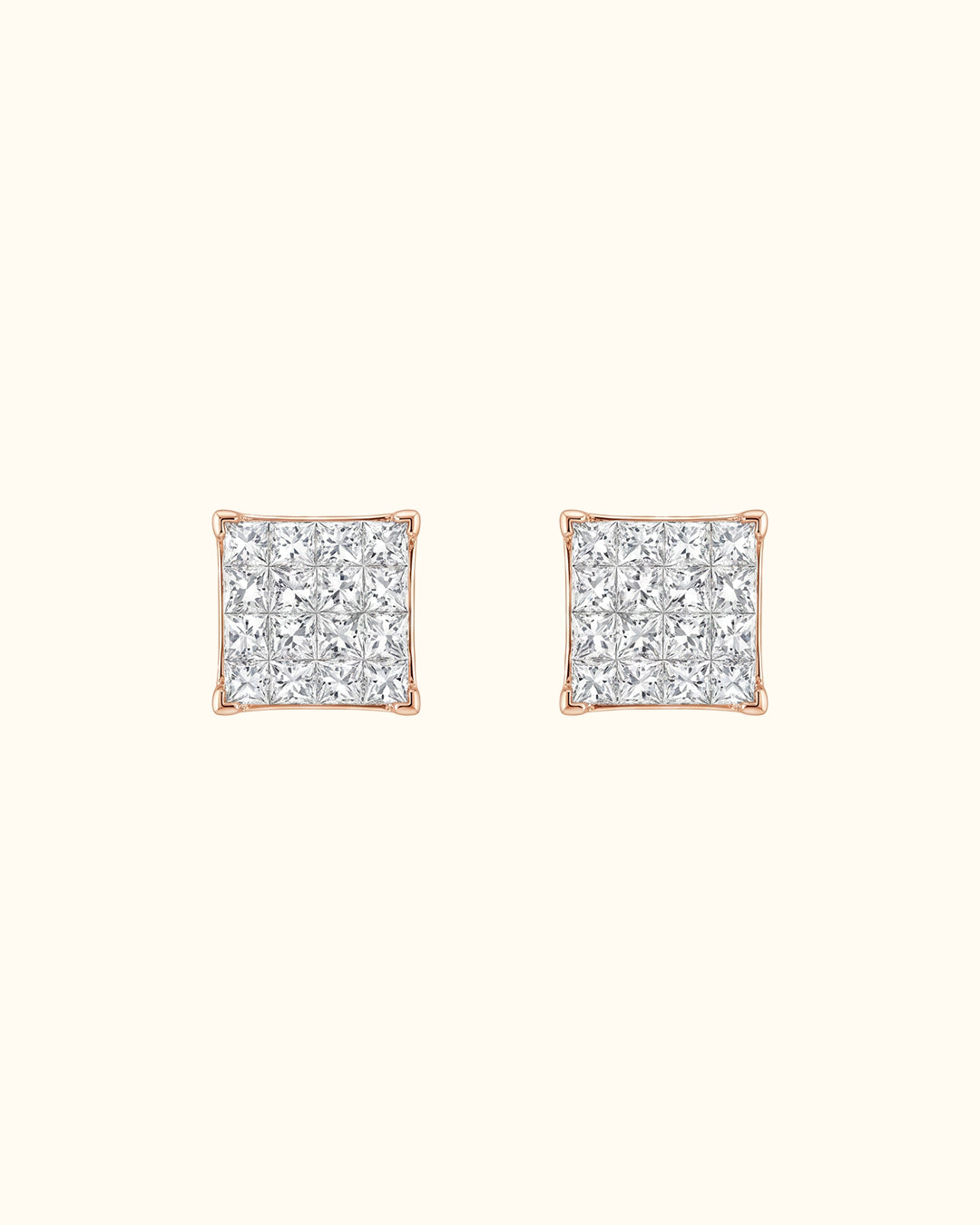 Luminous Square Diamond Stud Earrings