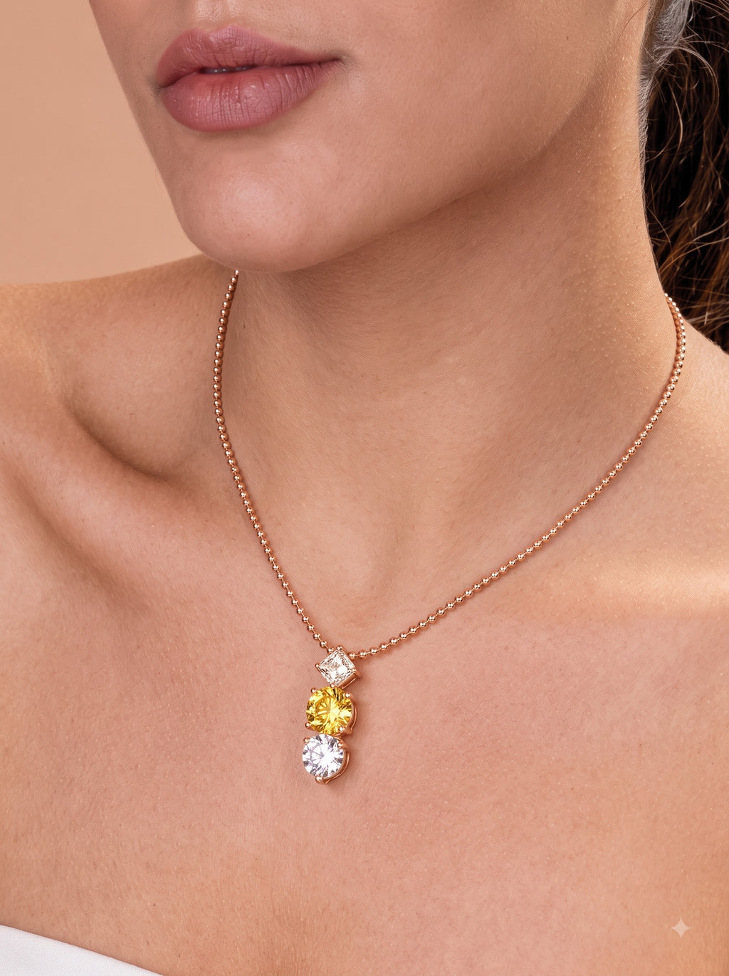 Golden Glow Solitaire Drop Pendant