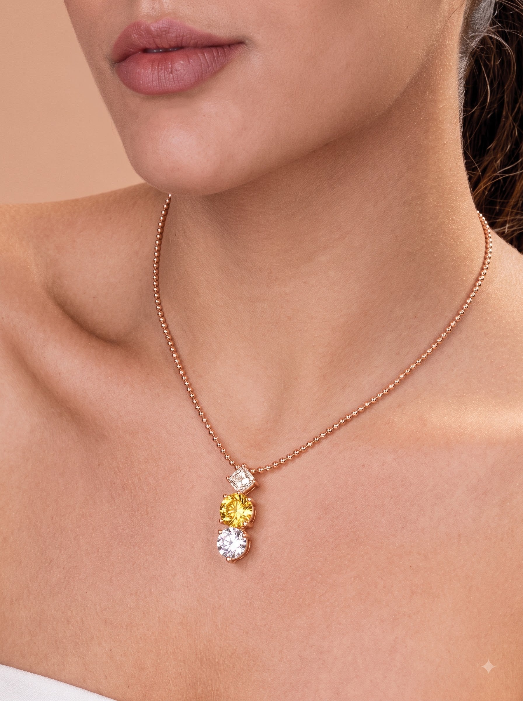 Golden Glow Solitaire Drop Pendant