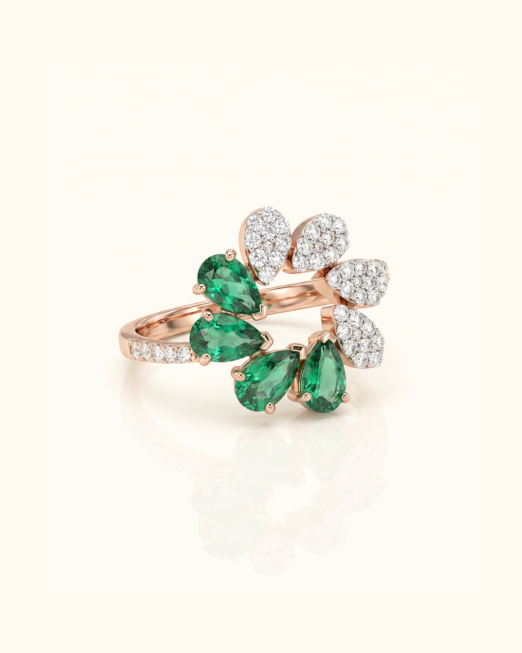 Emerald Bloom Openwork Ring