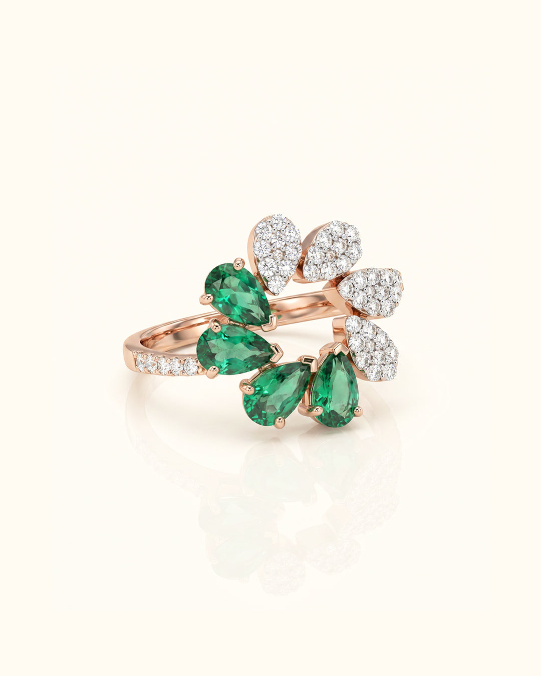 Emerald Bloom Openwork Ring