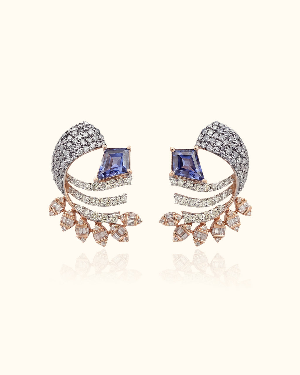 Royal Sapphire Diamond Statement Earrings