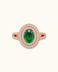 Emerald Double Halo Diamond Ring