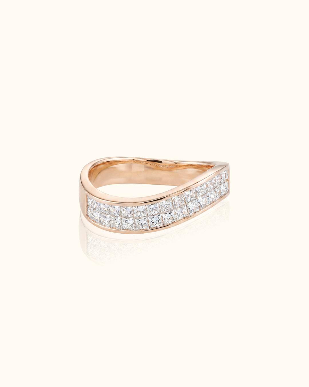 Rose Gold Criss-Cross Diamond Band Ring
