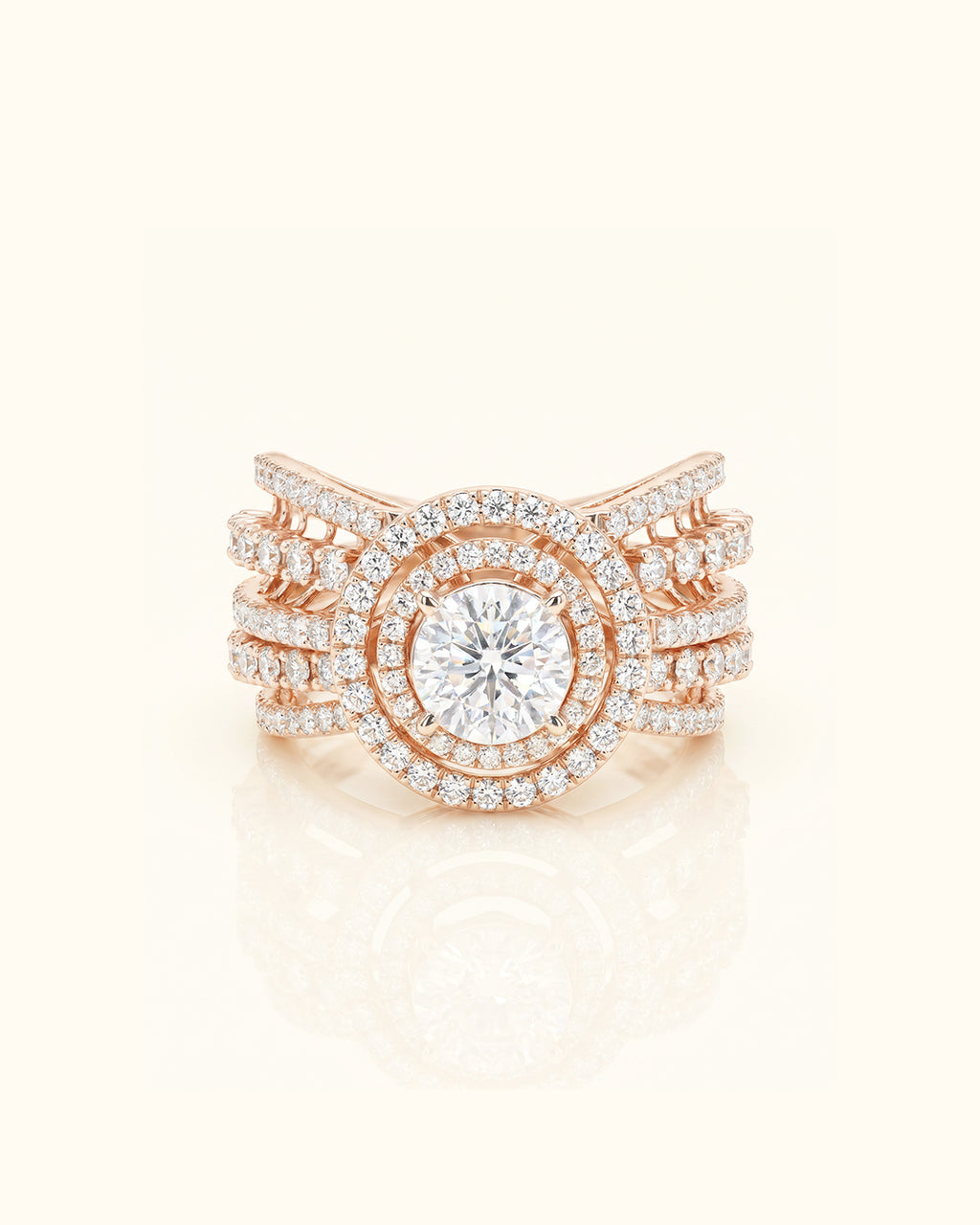 Royal Halo Luxe Ring – Rose Gold Edition