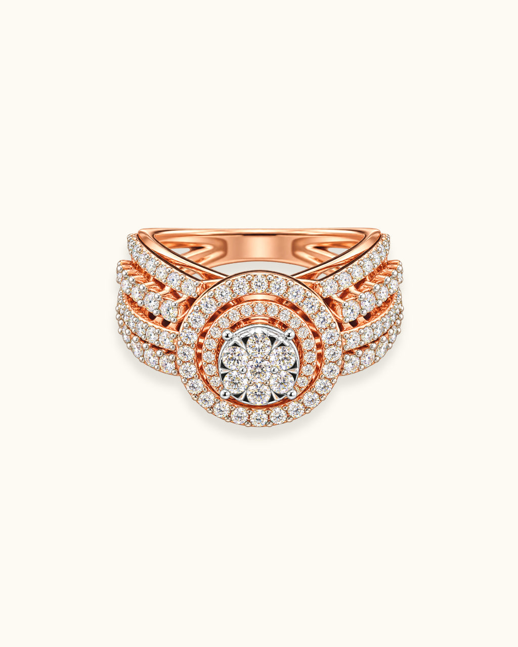 Royal Halo Luxe Ring – Rose Gold Edition