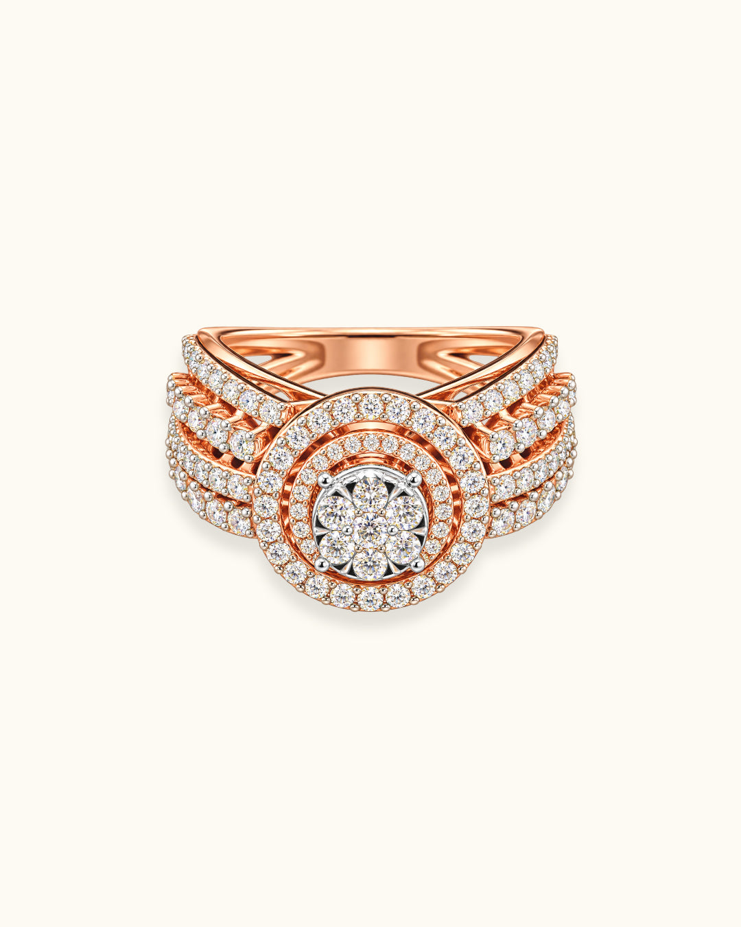 Royal Halo Luxe Ring – Rose Gold Edition