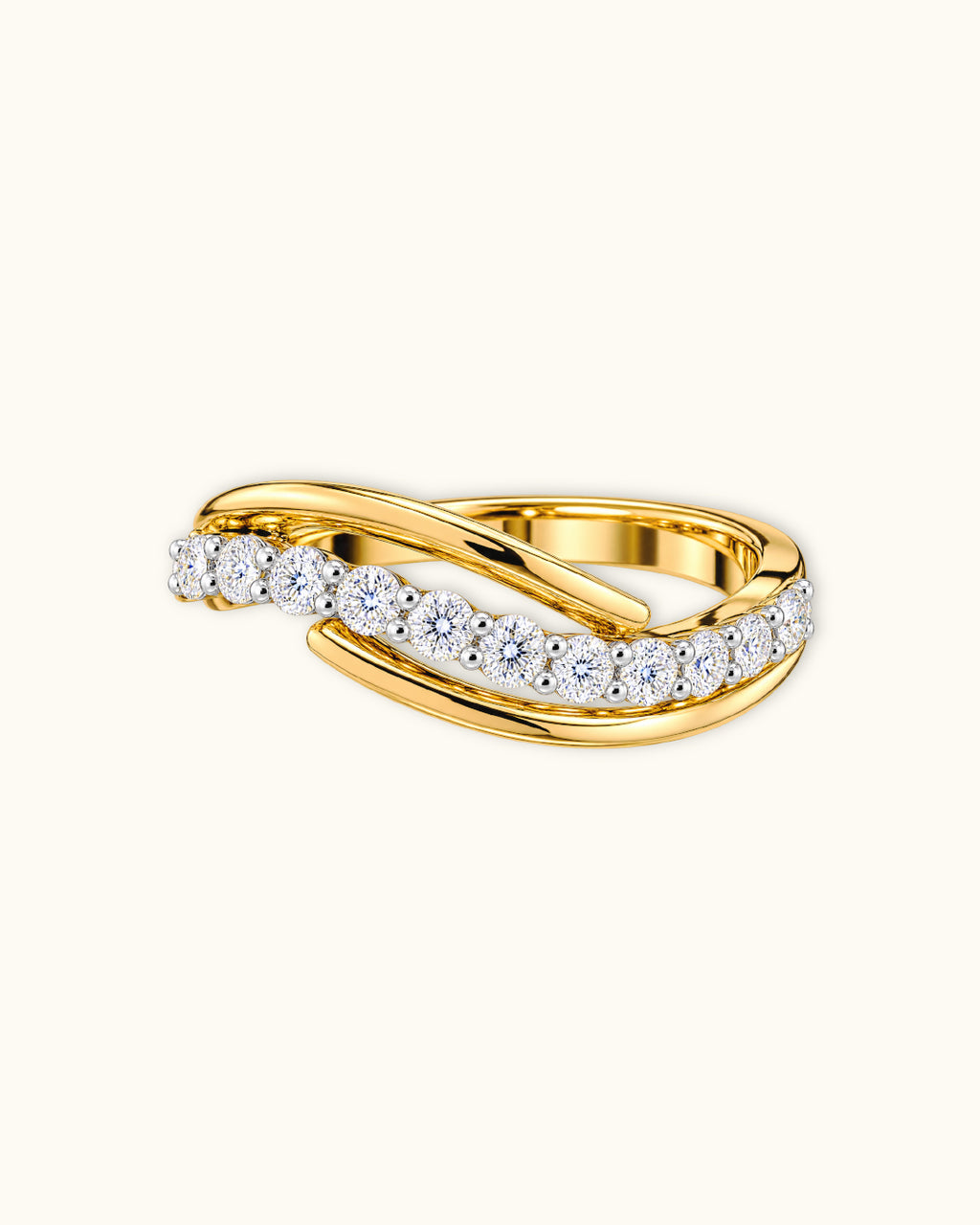 Diamond Twist Infinity Ring in Yellow Gold