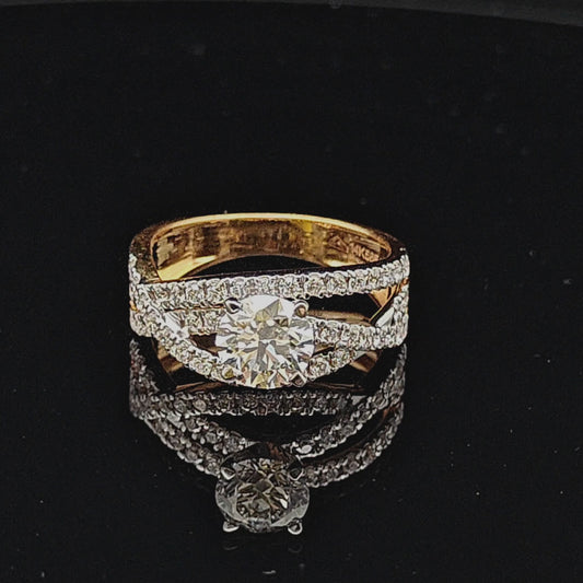 Round Cut Diamond Engagement Ring with Split Band