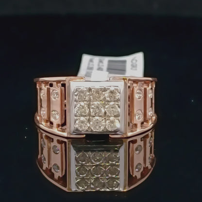 Wide Band Square Diamond Cluster Ring for Men