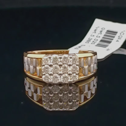 Square Face Diamond Ring with Channel Band for Men