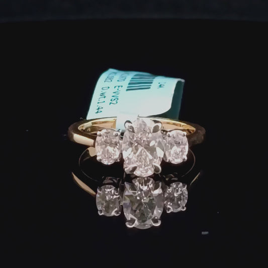 Oval Three Stone Diamond Ring
