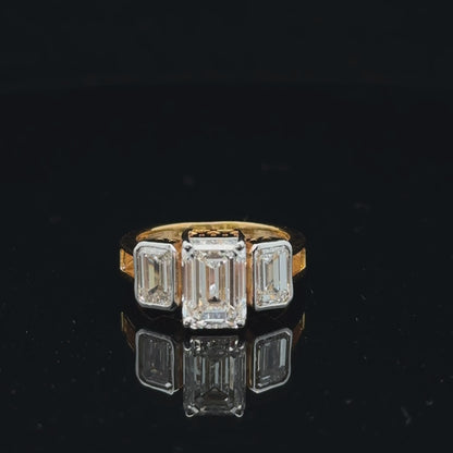 Three Stone Emerald Cut Diamond Engagement Ring