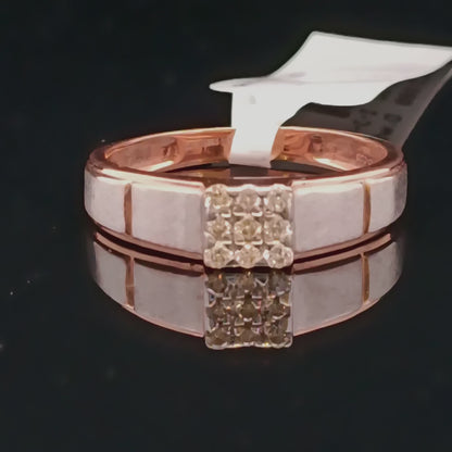 Men’s Square Diamond Ring in Rose & White Gold
