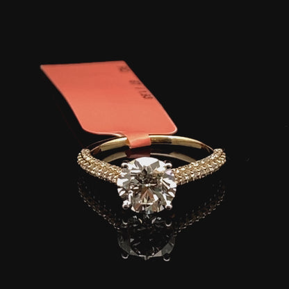 Round Diamond Solitaire Thin Pavé Rose Gold Ring
