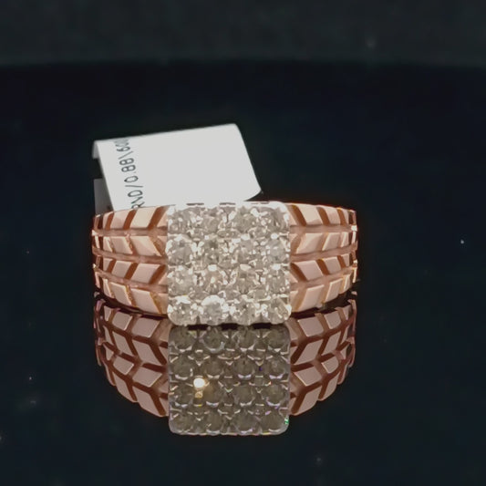Square Diamond Cluster Gents Ring in Rose Gold
