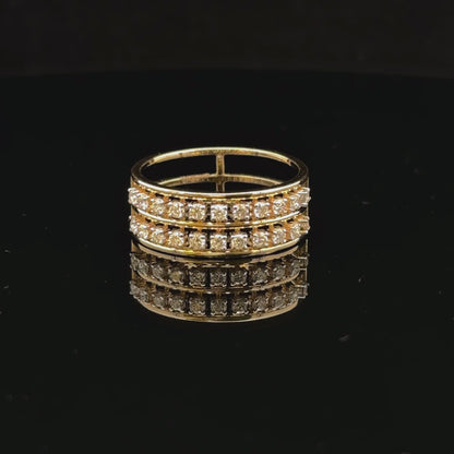 Diamond Two-Line Gold Band Ring