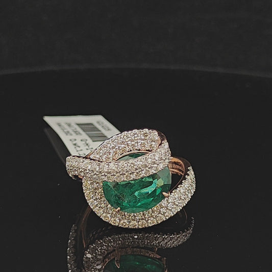 Oval Emerald Diamond Wrap Ring