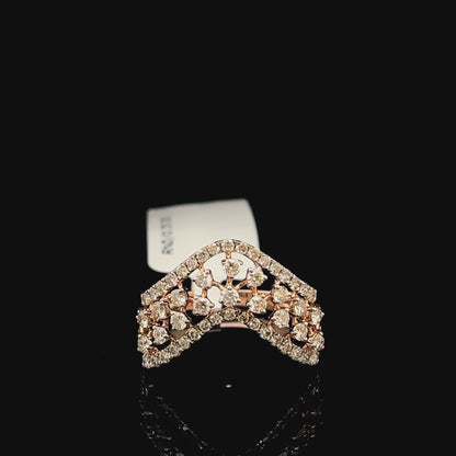 V-Shape Diamond Cluster Ring