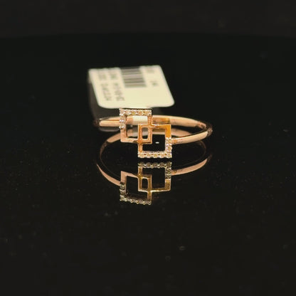 Geometric Square Diamond Gold Ring