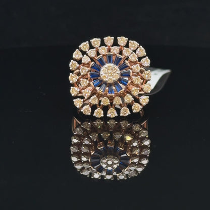 Blue Baguette Diamond Sunburst Ring