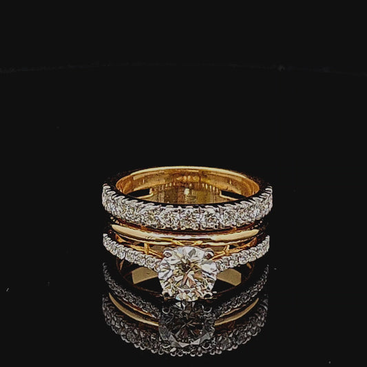1ct Round Diamond Engagement Ring and Wedding Band Set