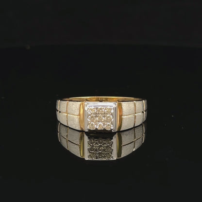 Men’s Brushed Gold Square Diamond Ring