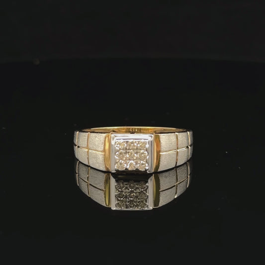 Men’s Brushed Gold Square Diamond Ring