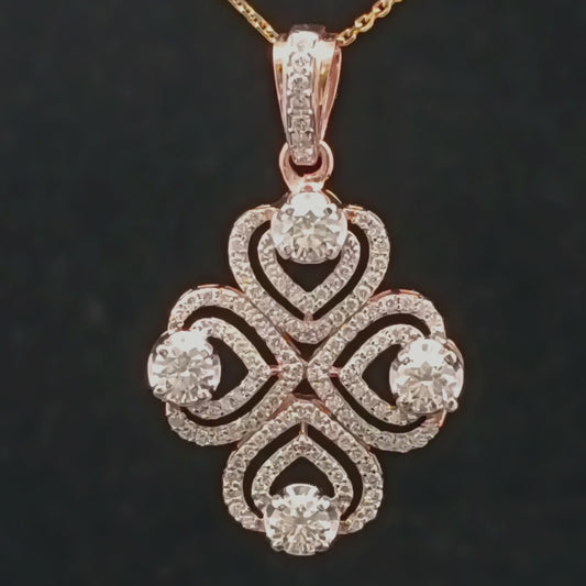 Four-Stone Diamond Clover Pendant in Rose Gold